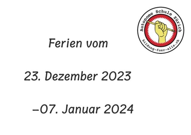 Ferien vom 23.12.23 – 07.01.24